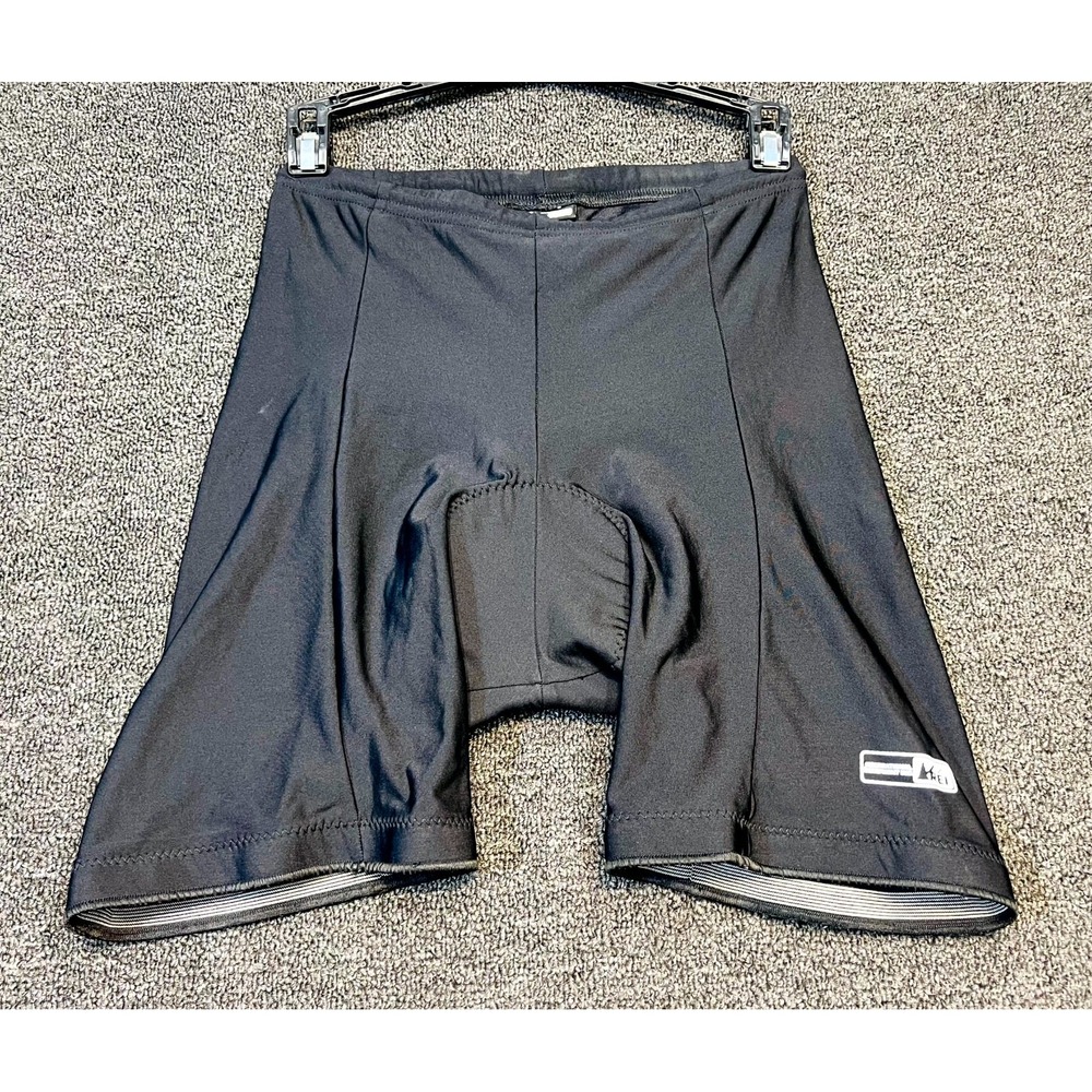 REI Padded Cycling Shorts Men Large Black Supportive Chamois Liner Elastic Waist